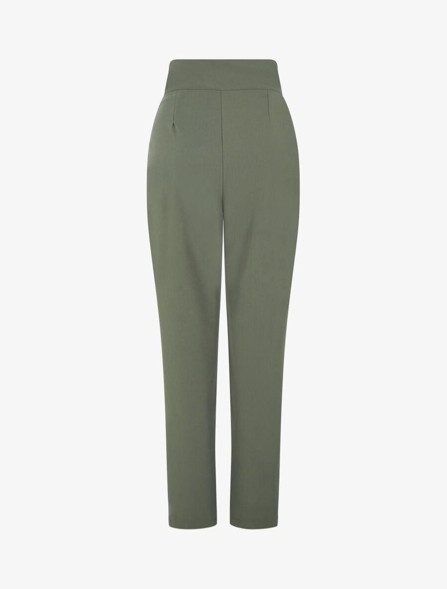 Pantalon droit uni à double passants - Kaki - 2