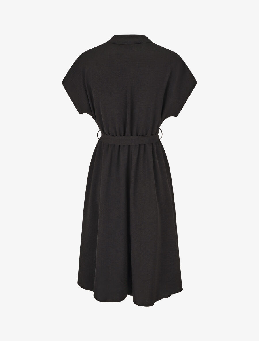 Robe mi-longue élastiquée - Noir - 2