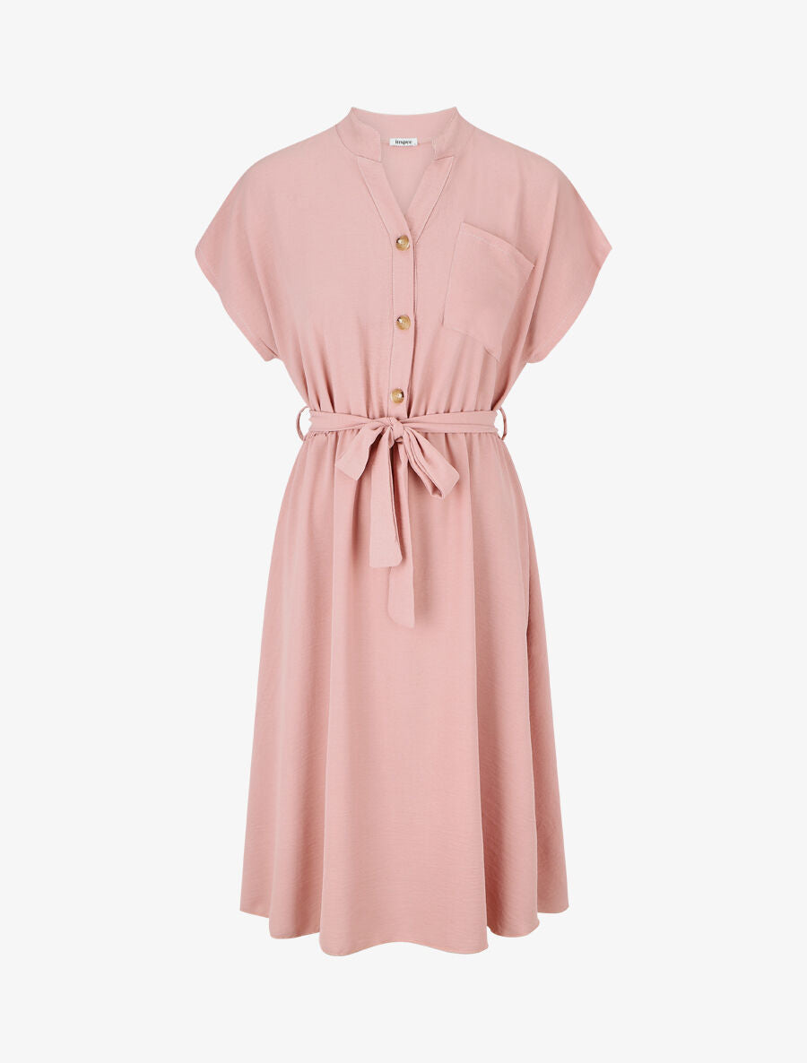 Robe mi-longue élastiquée - Vieux rose - 4