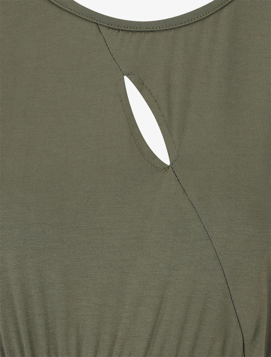 Robe mi-longue à buste ajouré - Kaki - 3