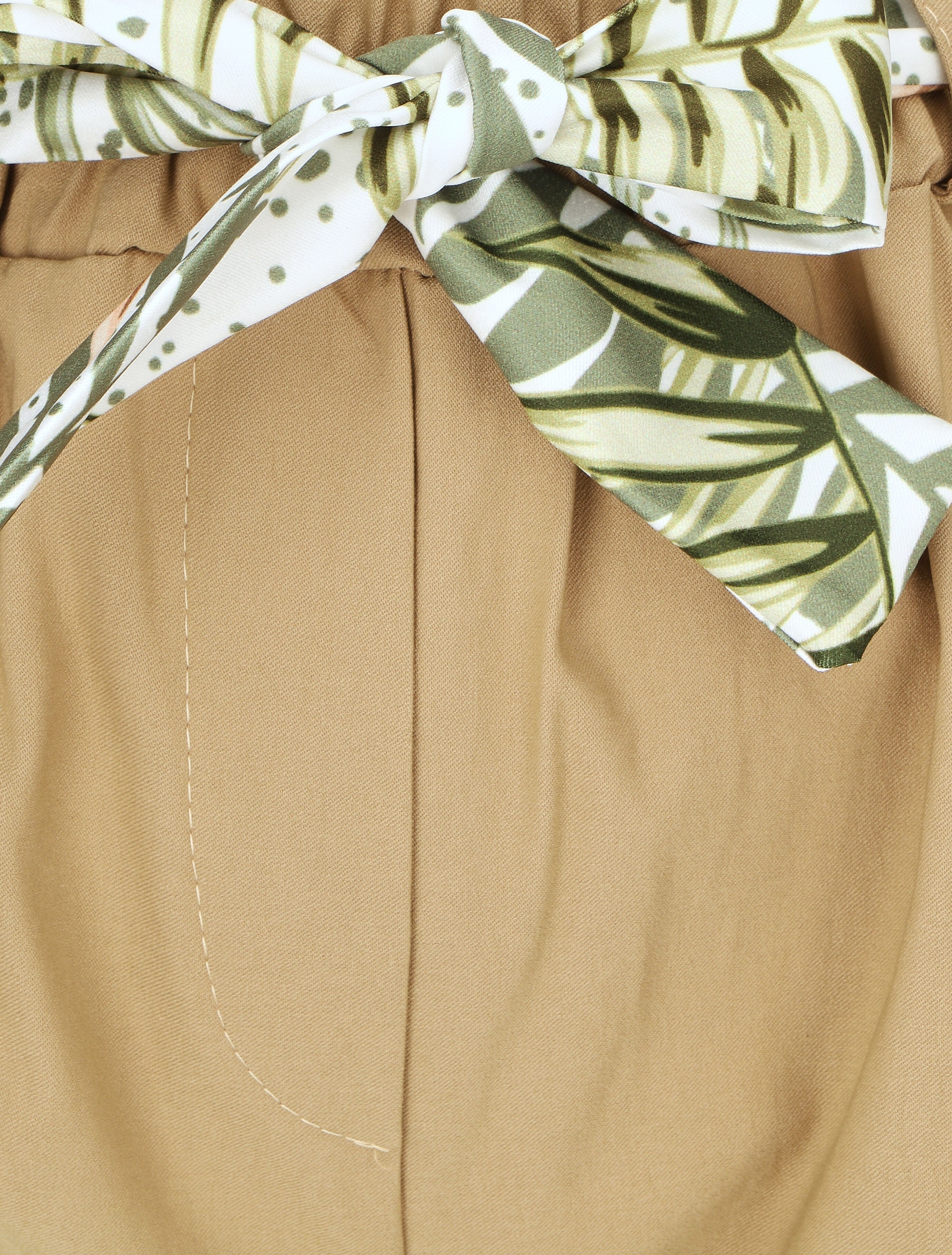 Pantalon droit taille haute ourlet fantaisie - Beige - 3