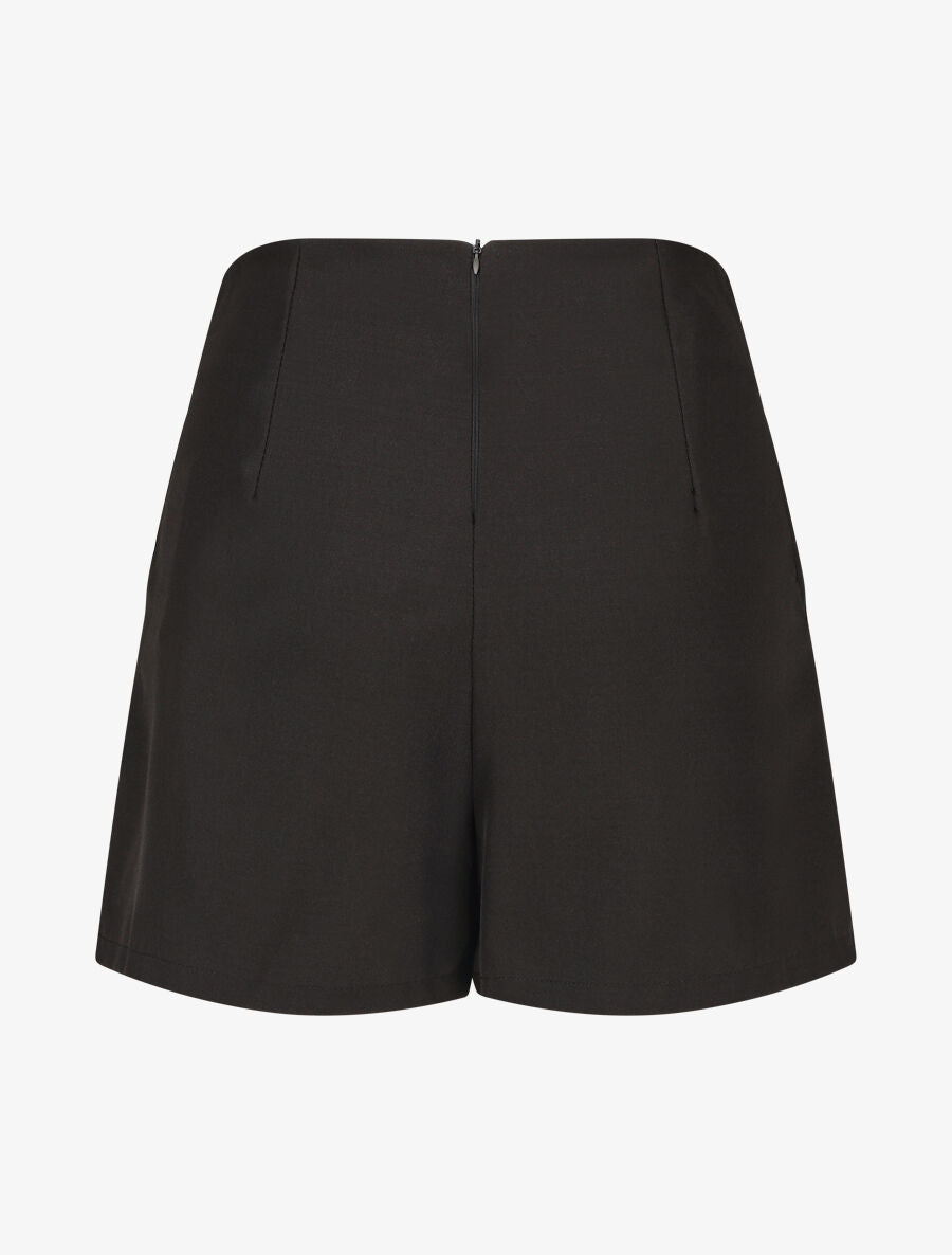 Short droit taille haute à boutons - Noir - 2