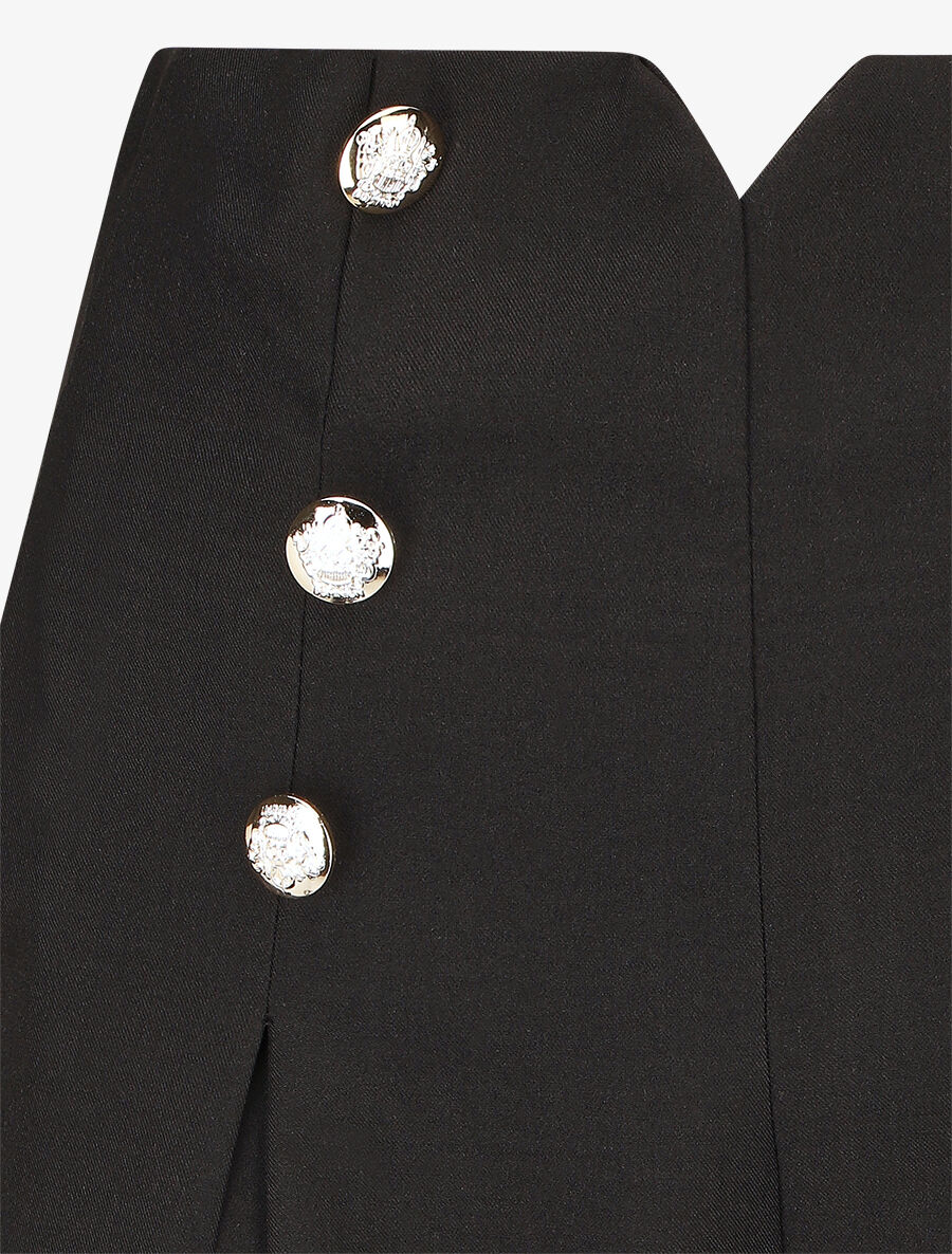 Short droit taille haute à boutons - Noir - 3