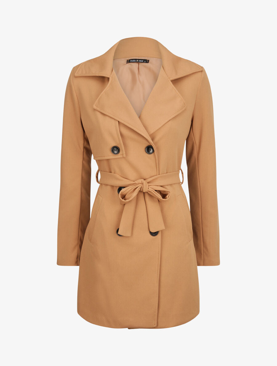 Trench droit court uni - Camel - 4