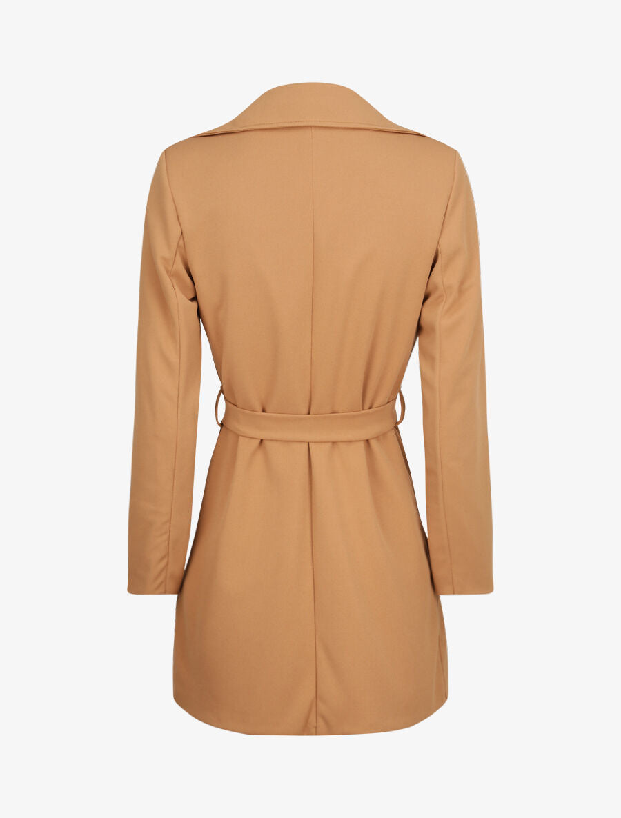 Trench droit court uni - Camel - 2