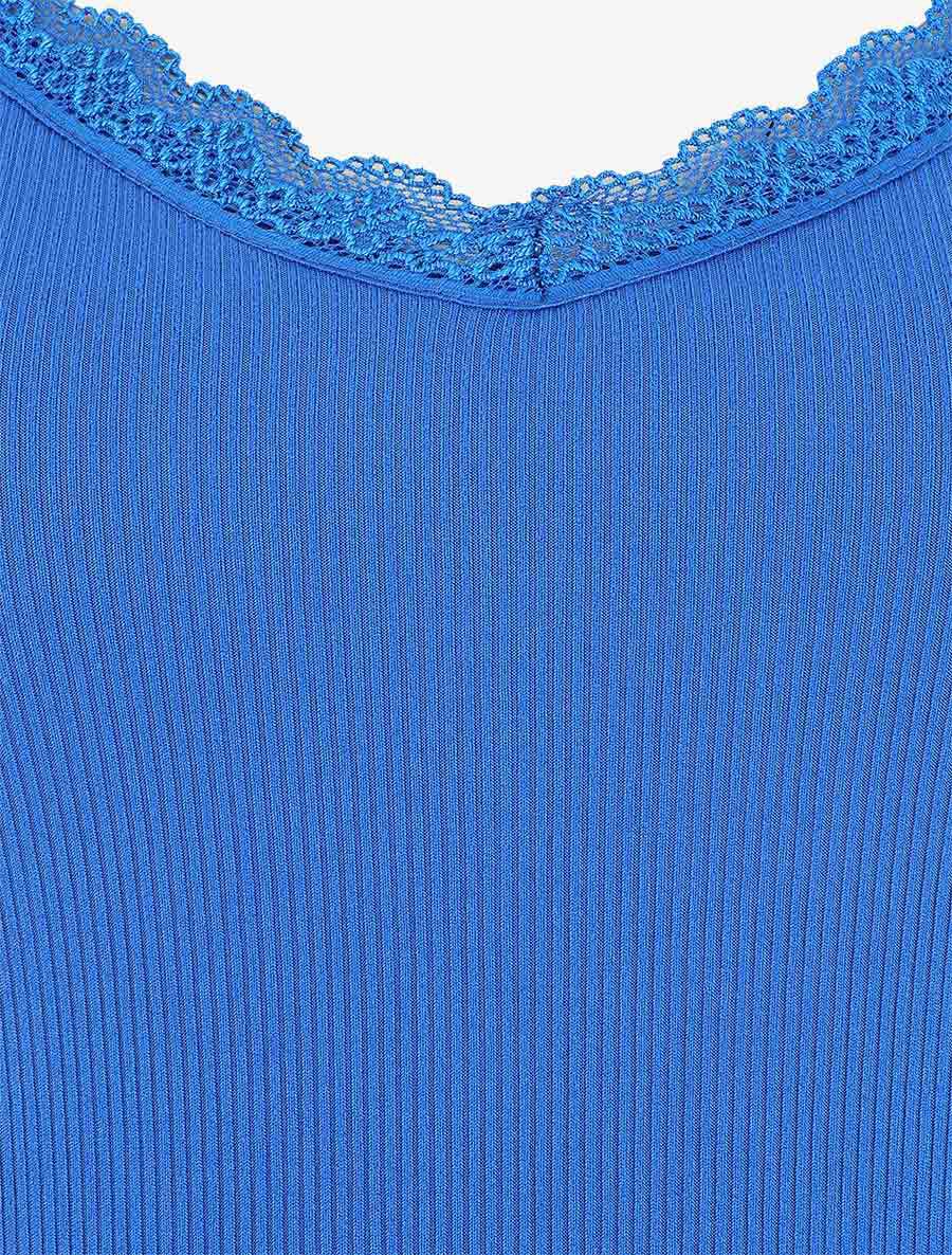 Body côtelé à fines bretelles - Bleu électrique - 3