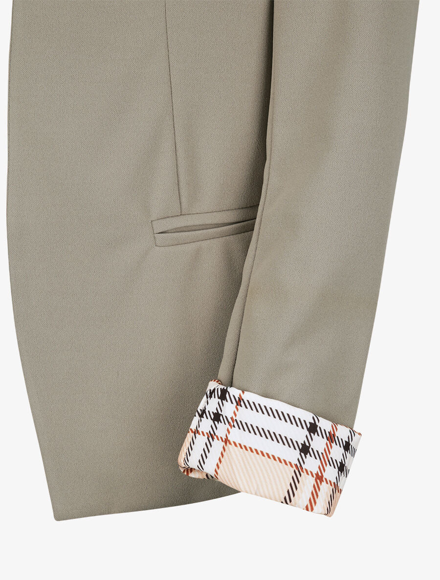 Blazer slim uni à revers imprimé carreaux - Gris - 3