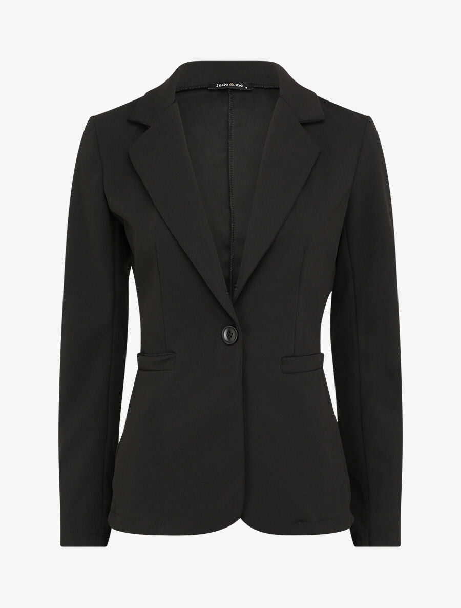 Blazer ajusté uni - Noir - 1