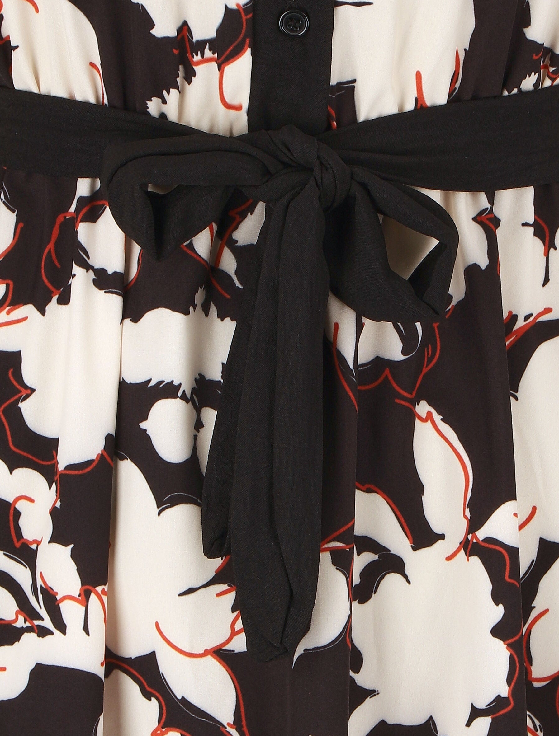 Robe longue élastiquée à imprimé floral - Noir - 3