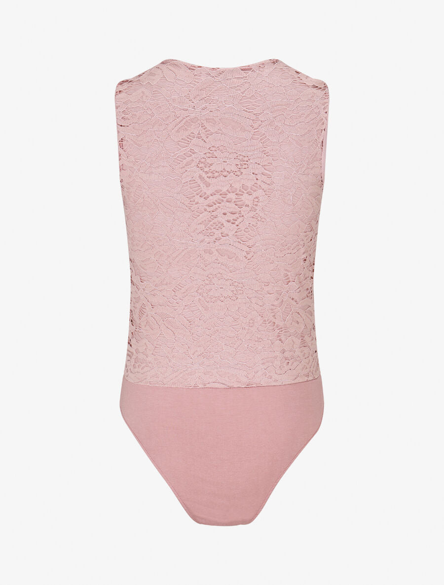 Body sans manches en dentelle - Rose - 2