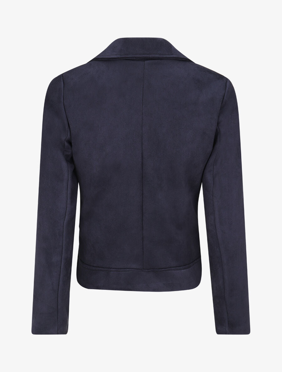 Veste en suédine à zip décoratif - Marine - 2