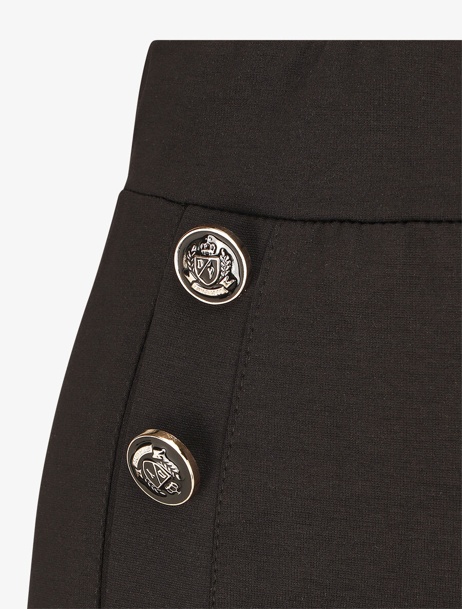 Pantalon uni à boutons décoratifs - Noir - 3