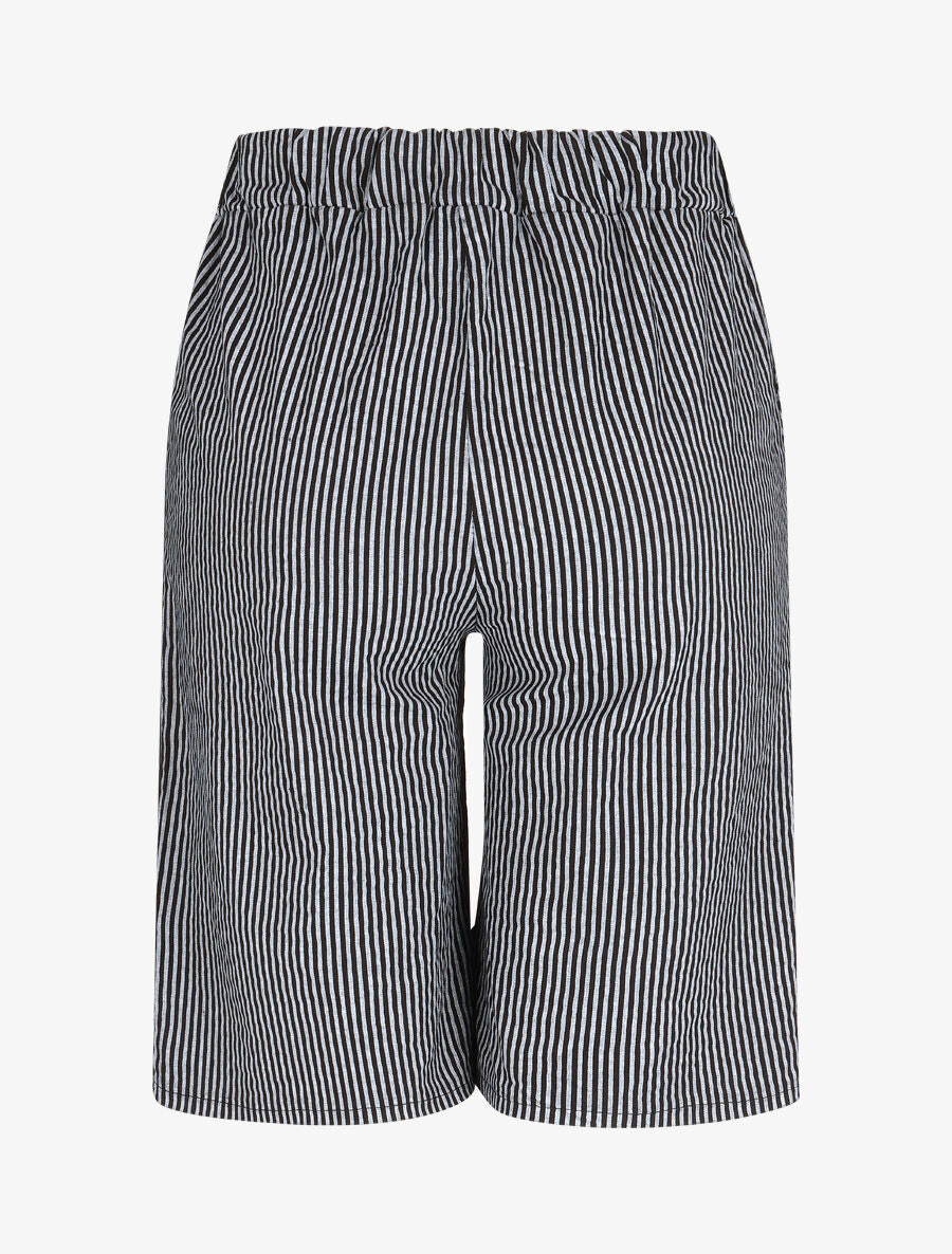 Bermuda rayé à taille élastiquée - Noir - 2
