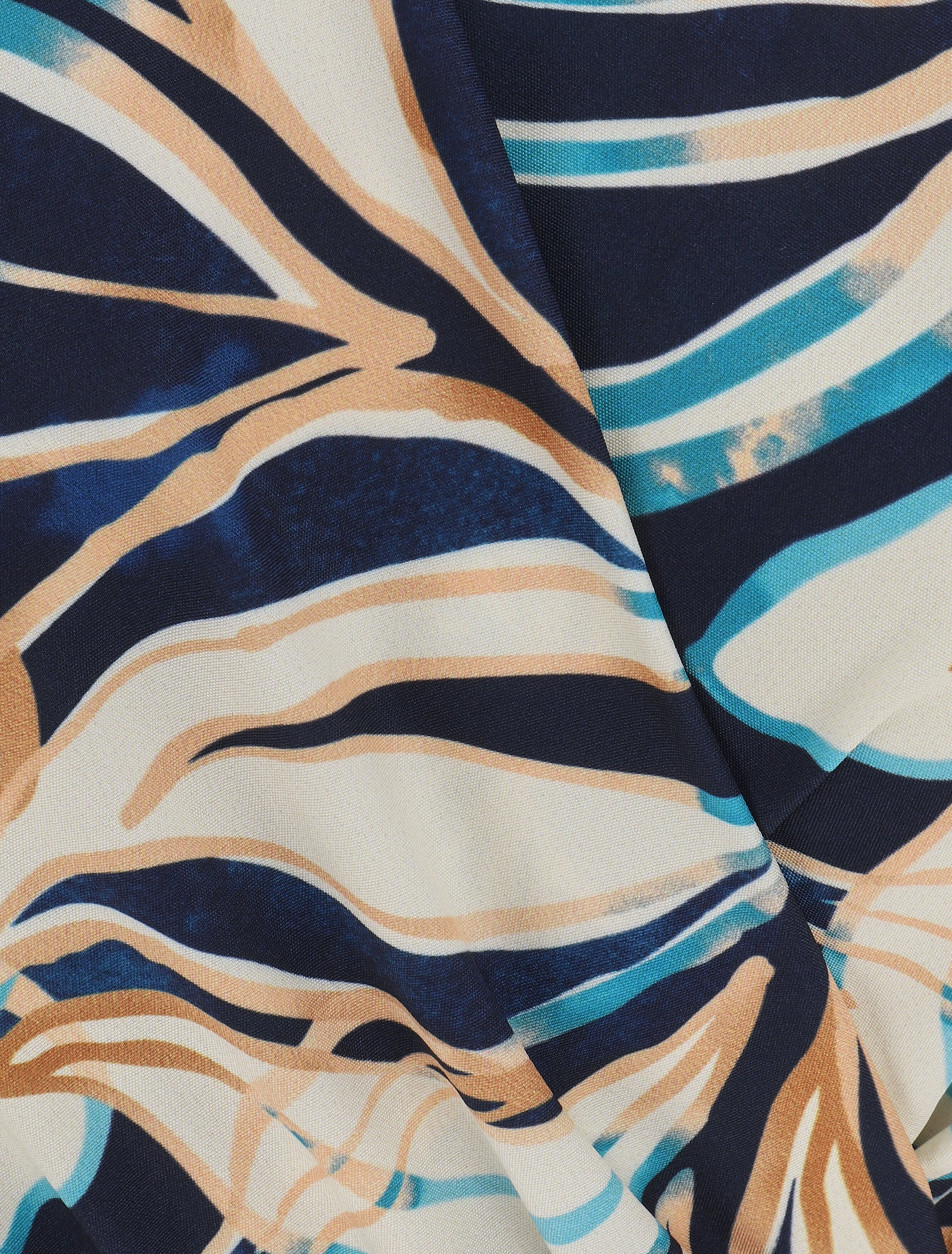 Robe longue évasée imprimé fleurs abstraites - Marine - 3