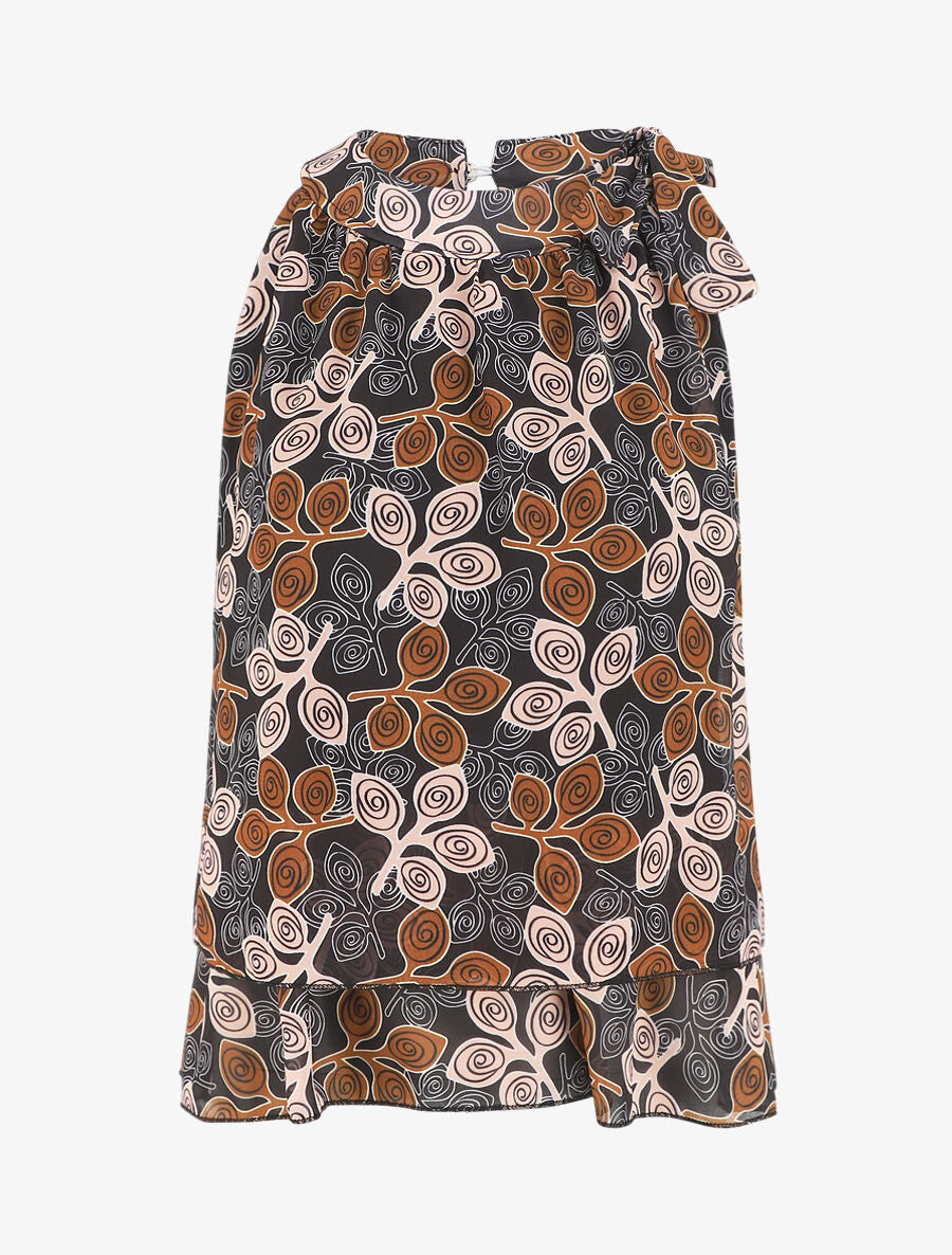 Top en voile superposé imprimé fantaisie - Noir - 4