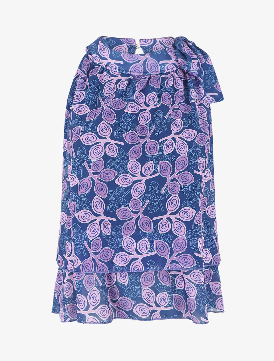 Top en voile superposé imprimé fantaisie - Marine - 4