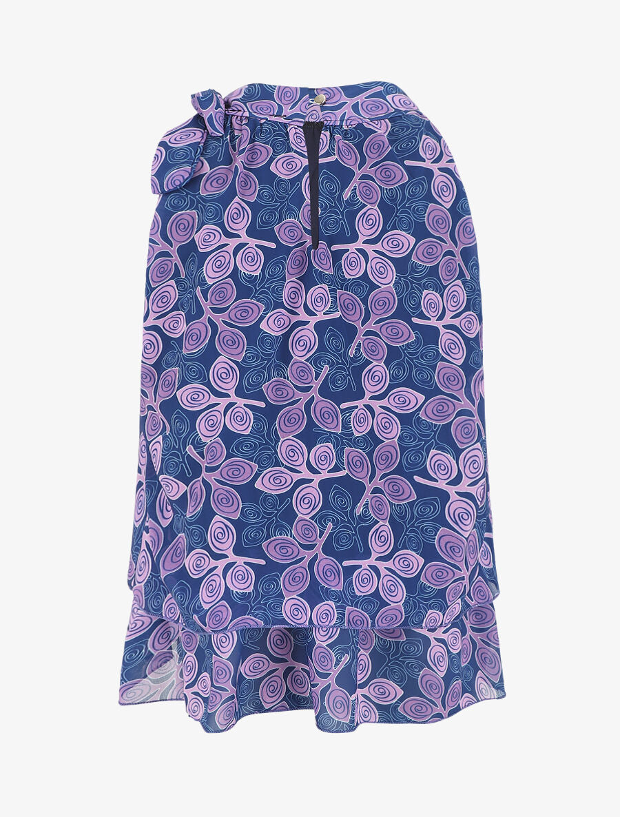 Top en voile superposé imprimé fantaisie - Marine - 2