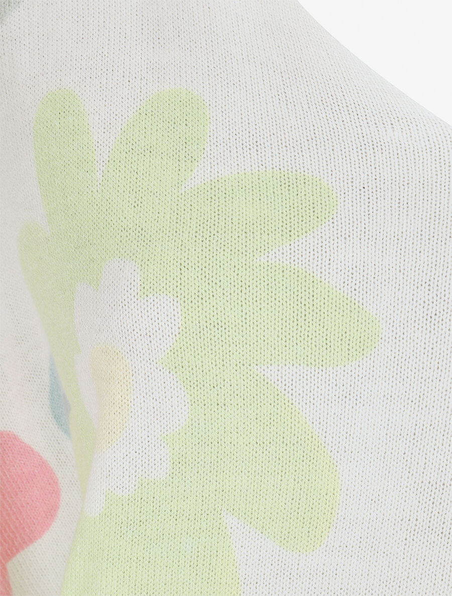 Pull imprimé fleurs à manches chauves-souris - Vert anis - 3