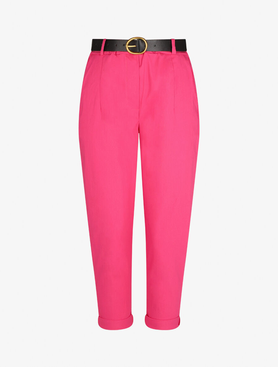 Pantalon 7/8 droit uni taille standard - Fuchsia - 1