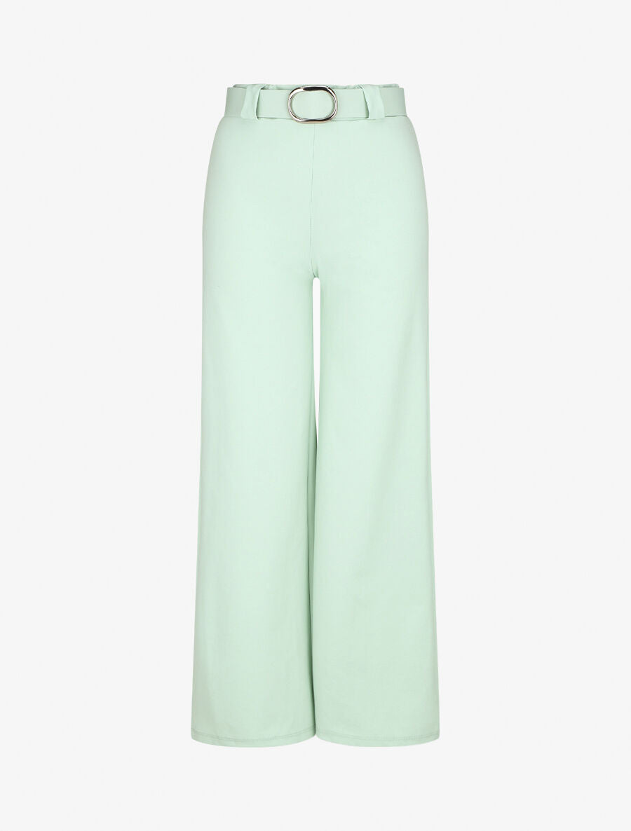 Pantalon droit taille haute uni - Vert d&