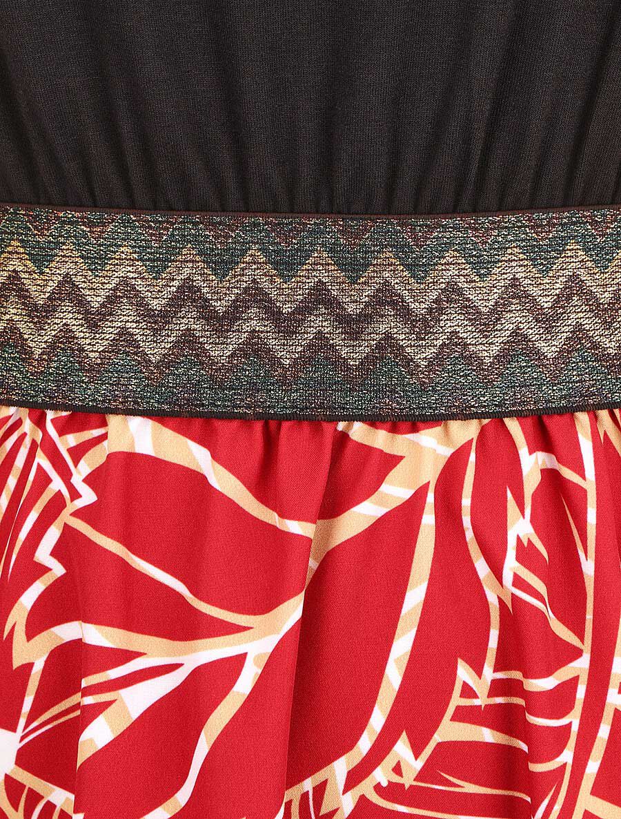 Robe courte tropicale bretelles fantaisies - Bordeaux - 3