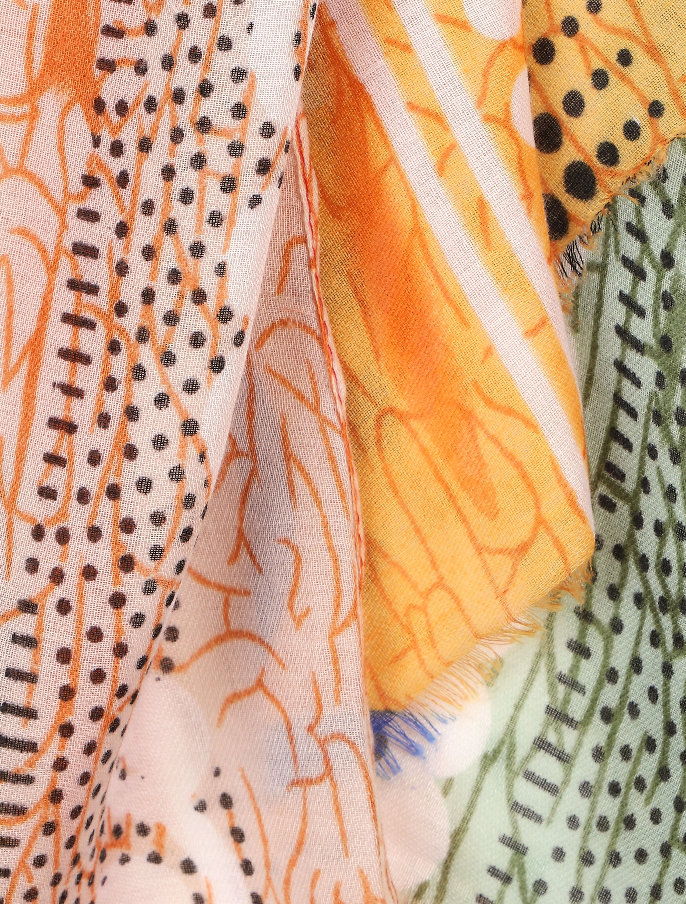 Foulard effiloché imprimé ethnique - Jaune - 3