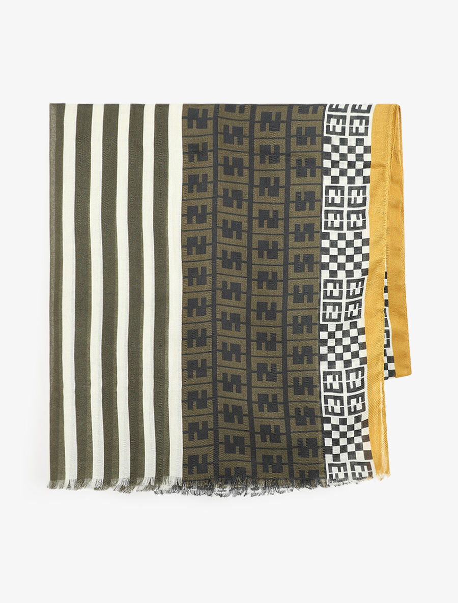 Foulard effiloché à imprimé graphique - Jaune moutarde - 2