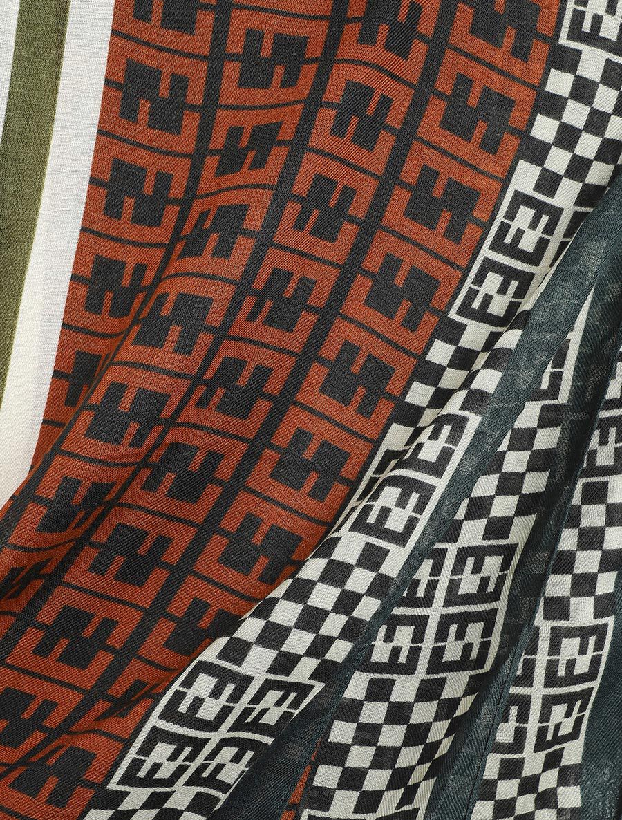 Foulard effiloché à imprimé graphique - Kaki - 3