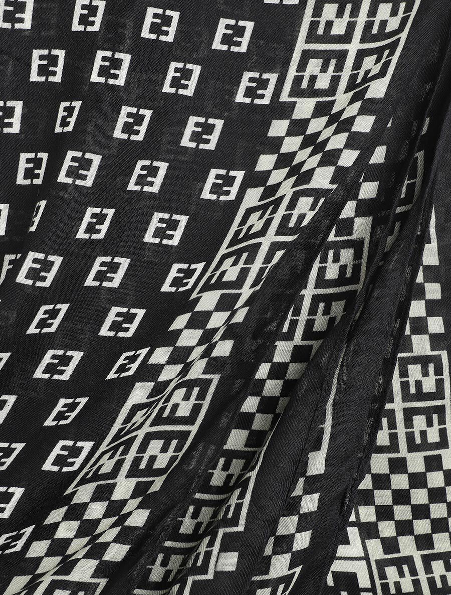 Foulard effiloché à imprimé graphique - Noir - 3