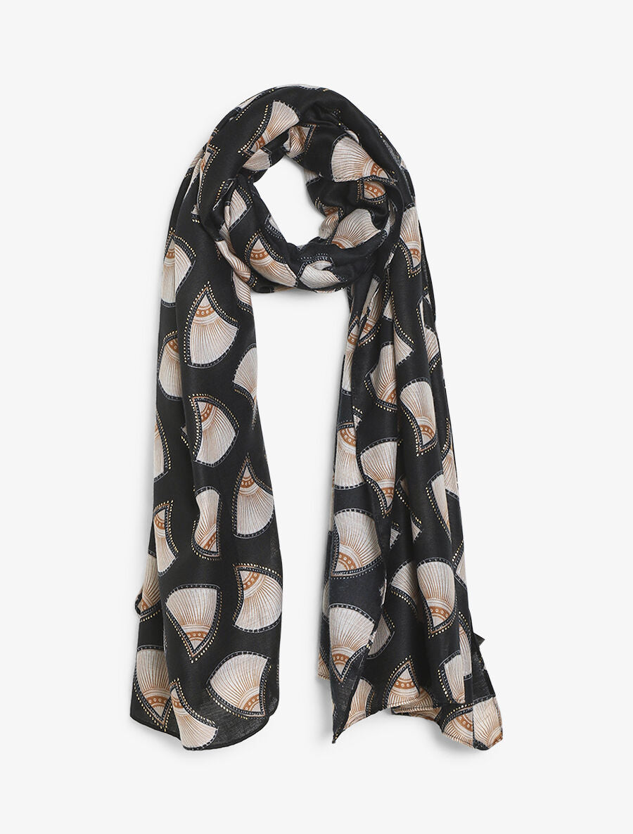 Foulard imprimé éventail - Noir - 4