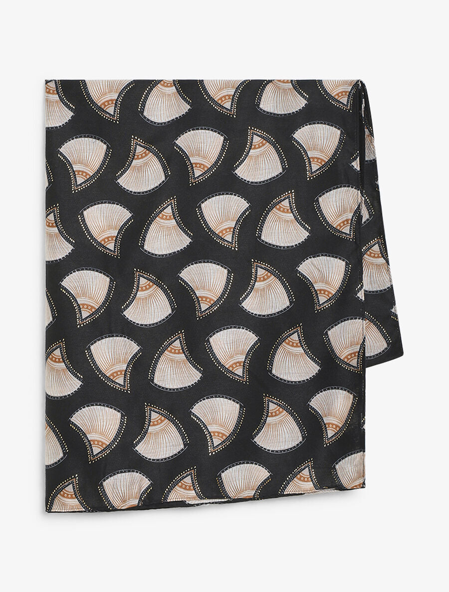 Foulard imprimé éventail - Noir - 2