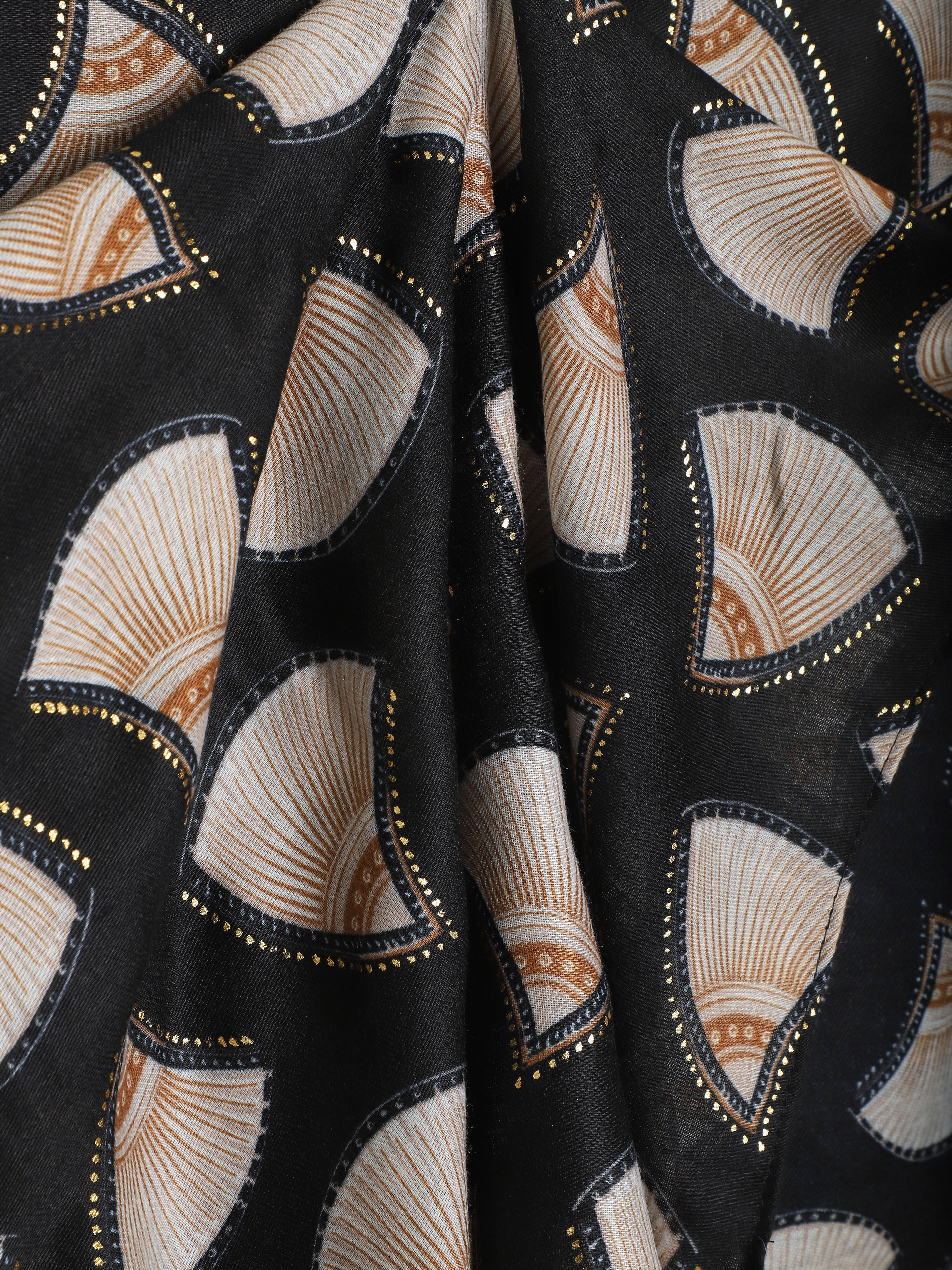 Foulard imprimé éventail - Noir - 3