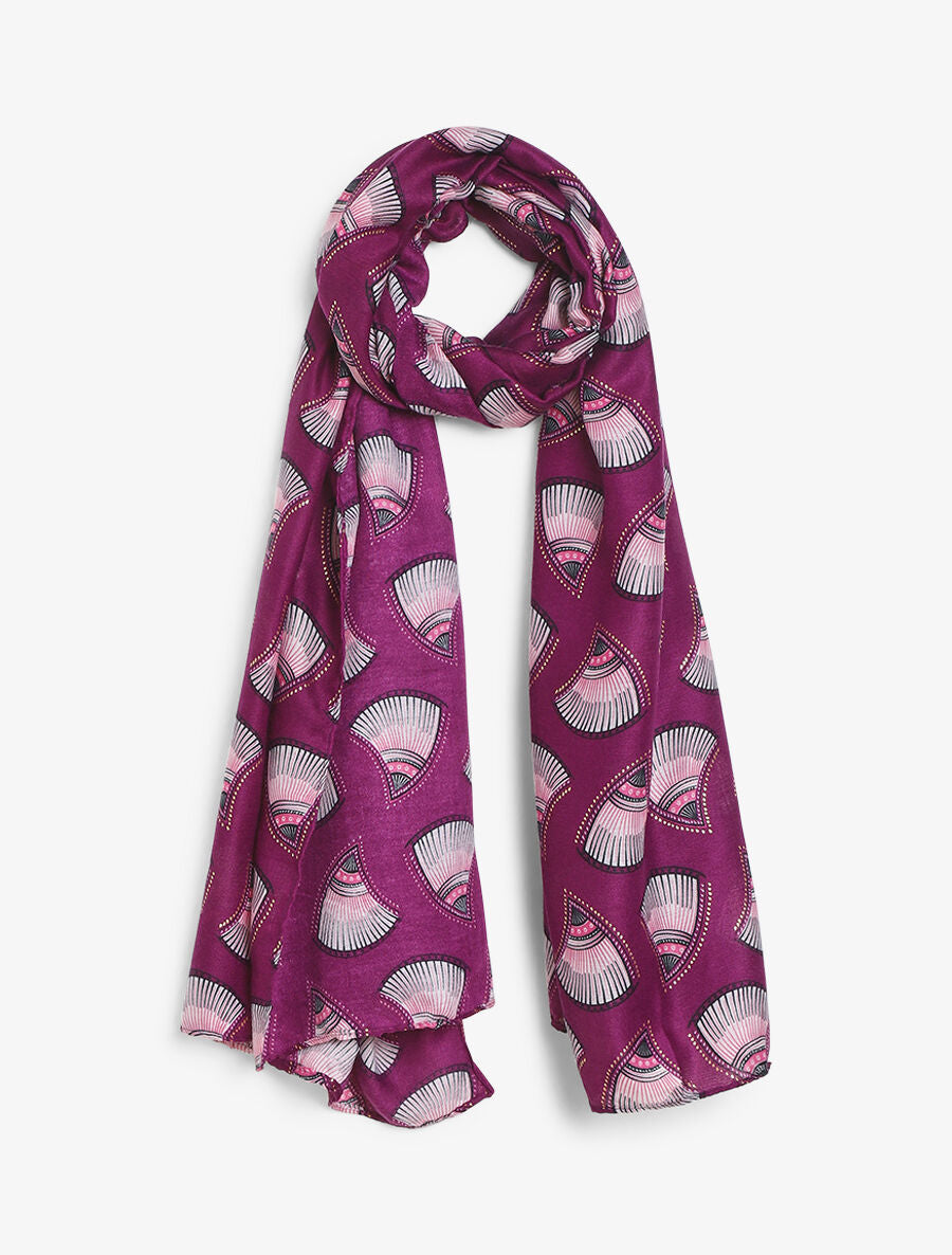 Foulard imprimé éventail - Violet - 1