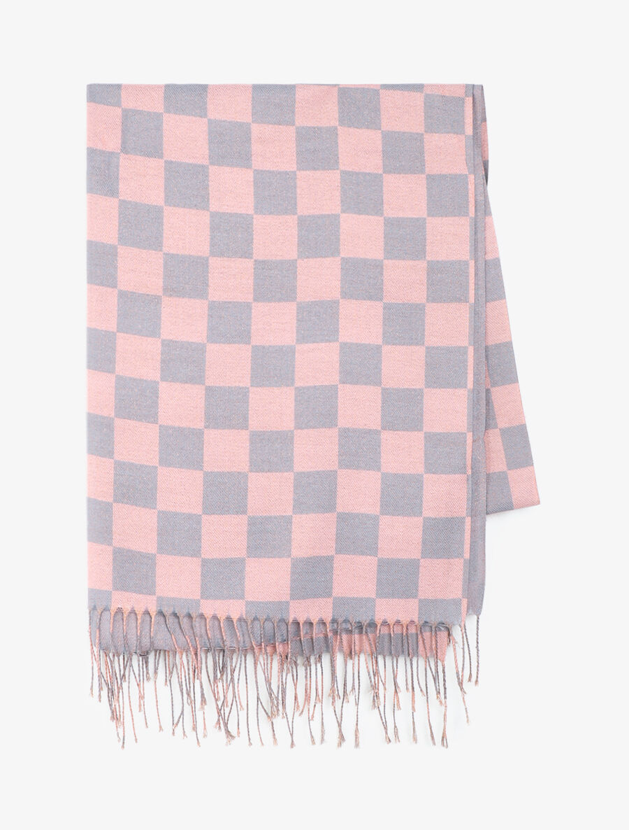 Echarpe motif damier - Rose - 2