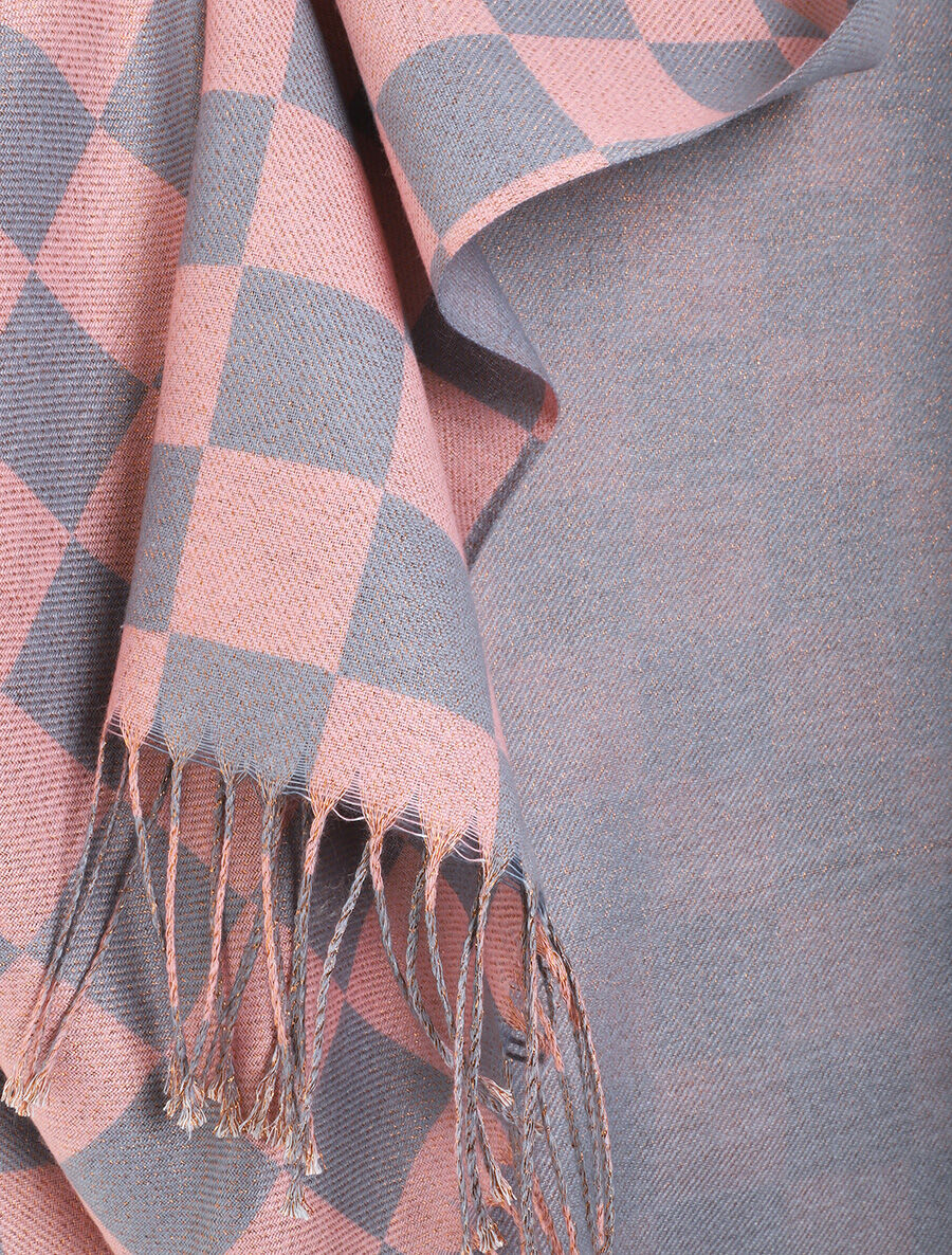 Echarpe motif damier - Rose - 3