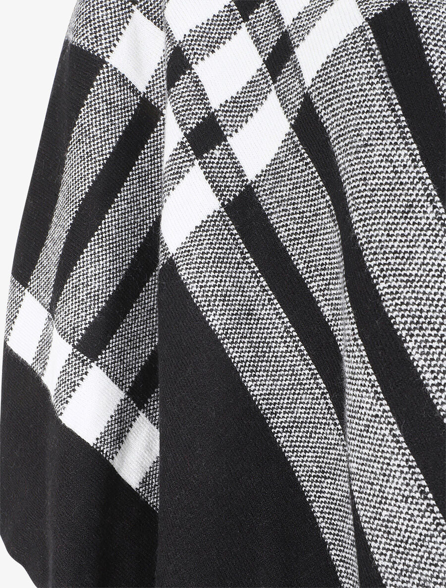 Châle à carreaux et boucle - Noir - 3