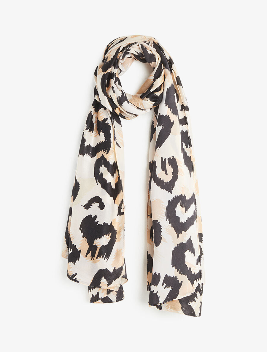 Foulard à imprimé léopard stylisé - Beige - 4