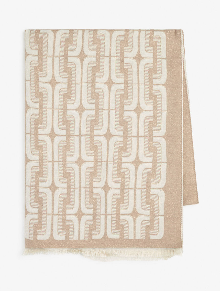 Echarpe imprimé carrés stylisés - Taupe - 2