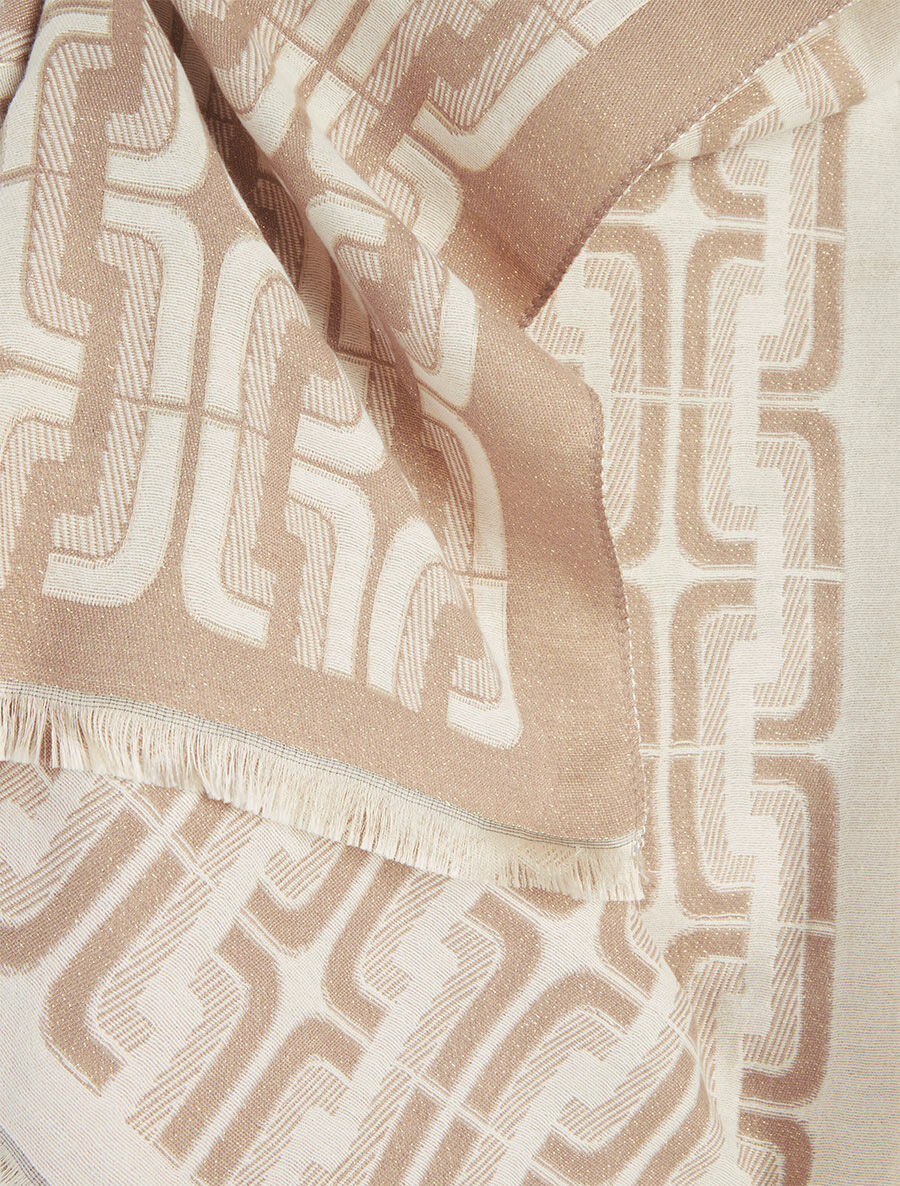 Echarpe imprimé carrés stylisés - Taupe - 3