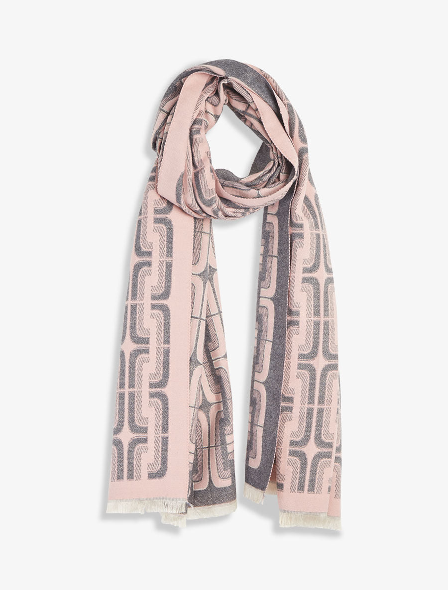 Echarpe imprimé carrés stylisés - Gris - 4
