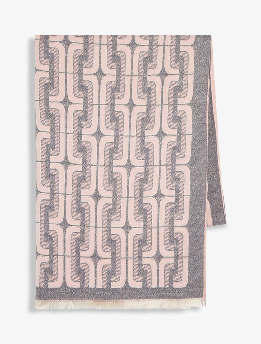 Echarpe imprimé carrés stylisés - Gris - 2