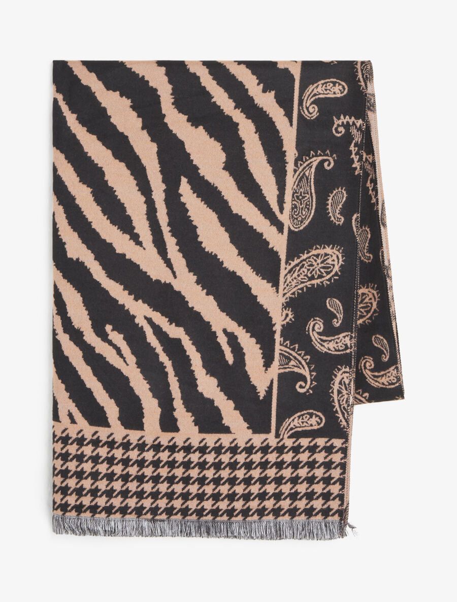 Foulard épais à divers imprimés - Taupe - 2