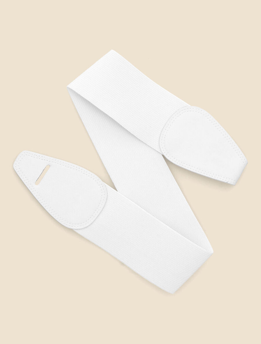 Ceinture en simili et tissu - Blanc - 1