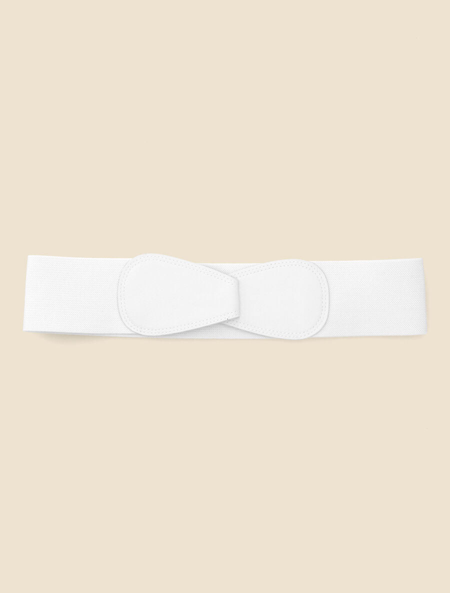 Ceinture en simili et tissu - Blanc - 2