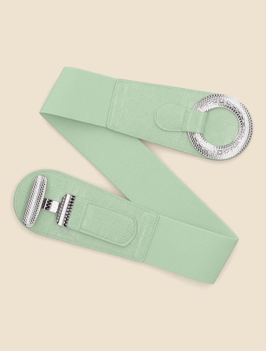 Ceinture croco à boucle gravée - Vert d&