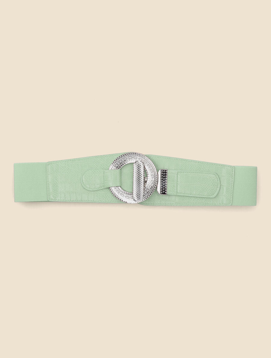 Ceinture croco à boucle gravée - Vert d&