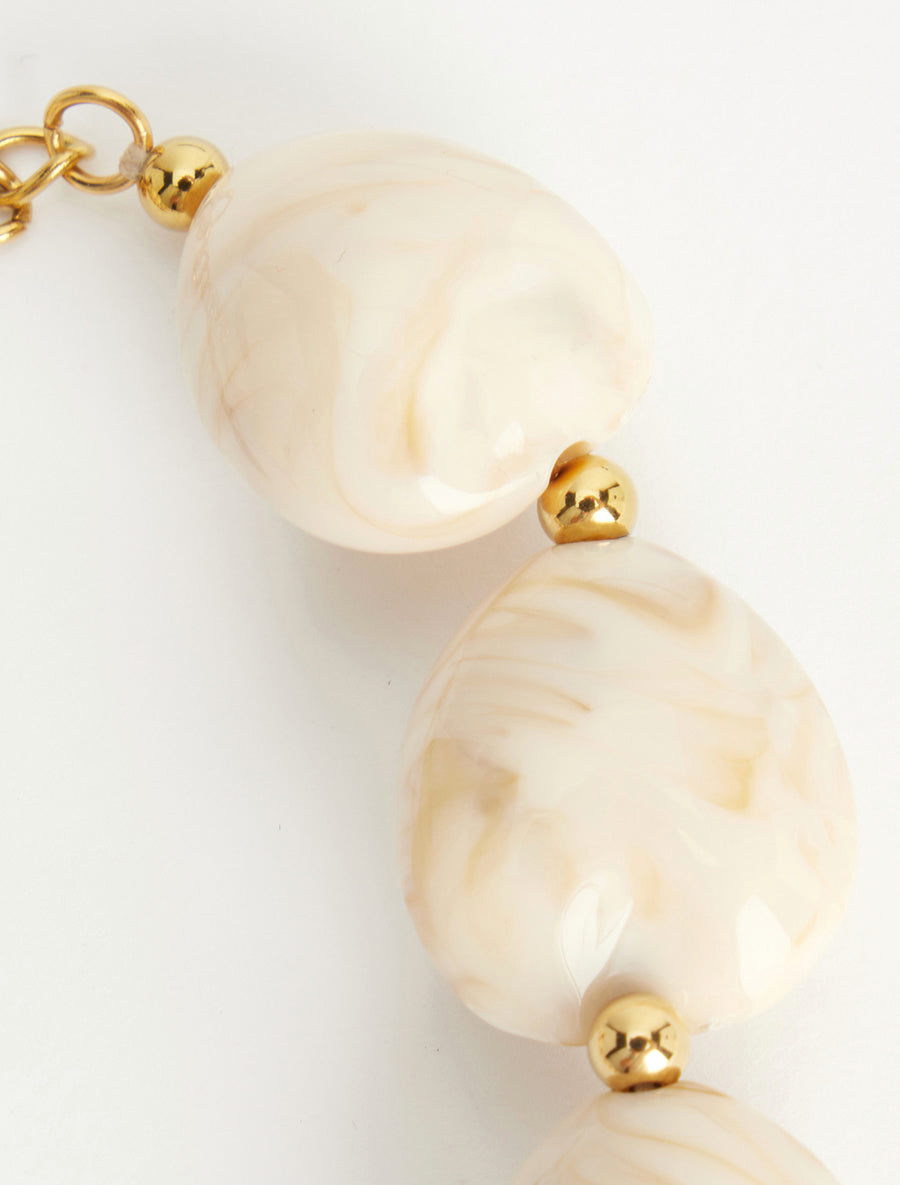 Collier à perles en résine - Beige - 3