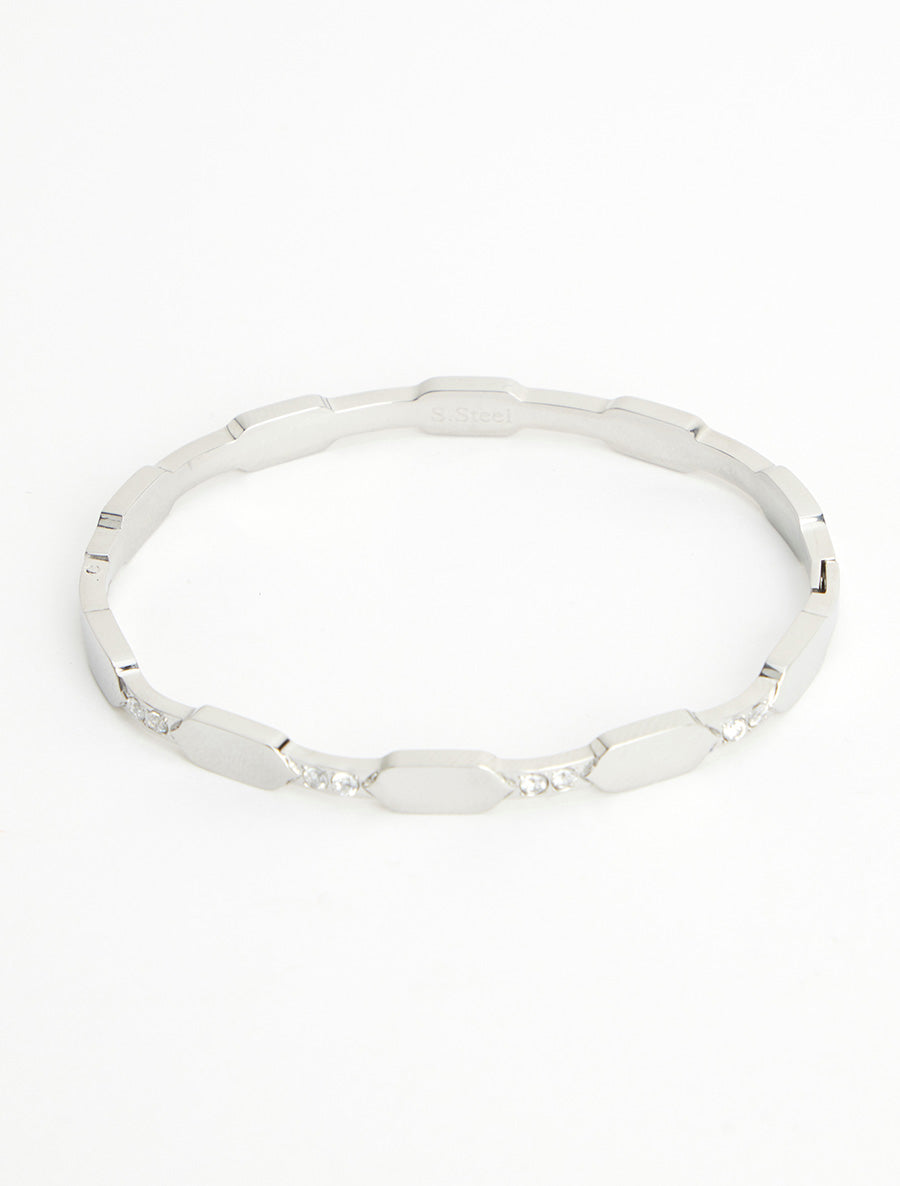 Jonc dentelé à strass - Argent - 2