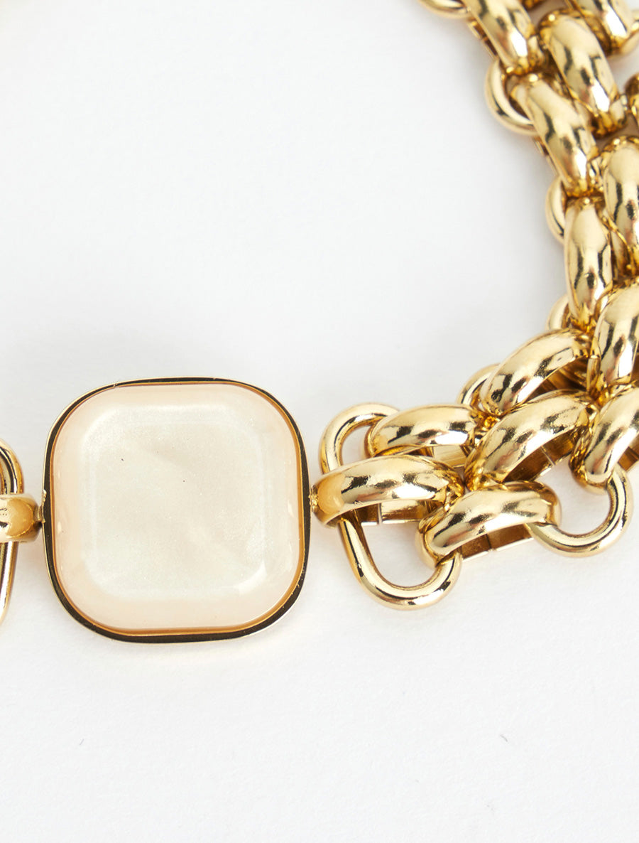 Bracelet en maille fantaisie à empiècement en résine - Beige - 3