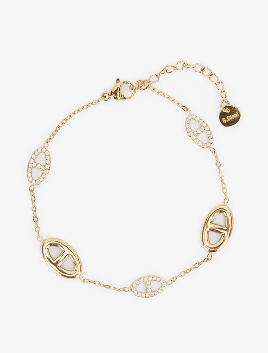 Bracelet à charms maillon marin à strass - Or - 2